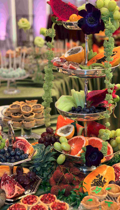 Catering a beautiful engagement event — Mazal Tov to the happy couple! #torontocatering #koshercatering #tablescape #torontoevents #fruittable